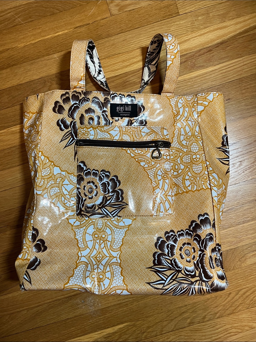 Gigi Hill Floral Reversible Tote with Front Zip Pocket